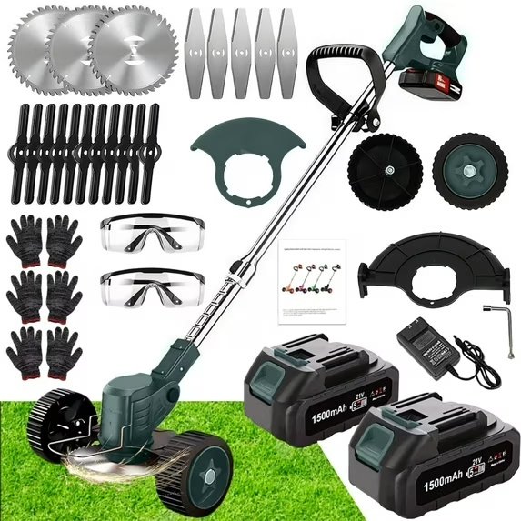 21V Electric Weed Eater With Wheels,Cordless Battery Weed Wacker With Charger, 2Batteries,3 In 1 Brush Cutter String Trimmer Grass Trimmer Lawn Mower,Edger For Garden And Yard Lawn,dealsforyoudays - Image 9