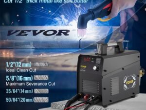VEVOR Plasma Cutter, 50Amp, Non-Touch Pilot Arc Air Cutting Machine With Torch, 110V 220V Dual Voltage AC IGBT Inverter Metal Cutting Equipment For Clean Cut Aluminum And Stainless Steel, Black