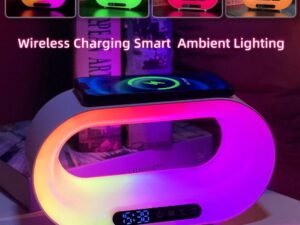 Multi-function 3 In 1 LED Night Light APP Control RGB Atmosphere Desk Lamp Smart Multifunctional Wireless Charger Alarm Clock