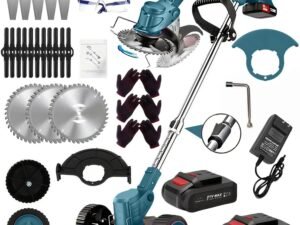 21V Electric Weed Eater With Wheels,Cordless Battery Weed Wacker With Charger, 2Batteries,3 In 1 Brush Cutter String Trimmer Grass Trimmer Lawn Mower,Edger For Garden And Yard Lawn,dealsforyoudays